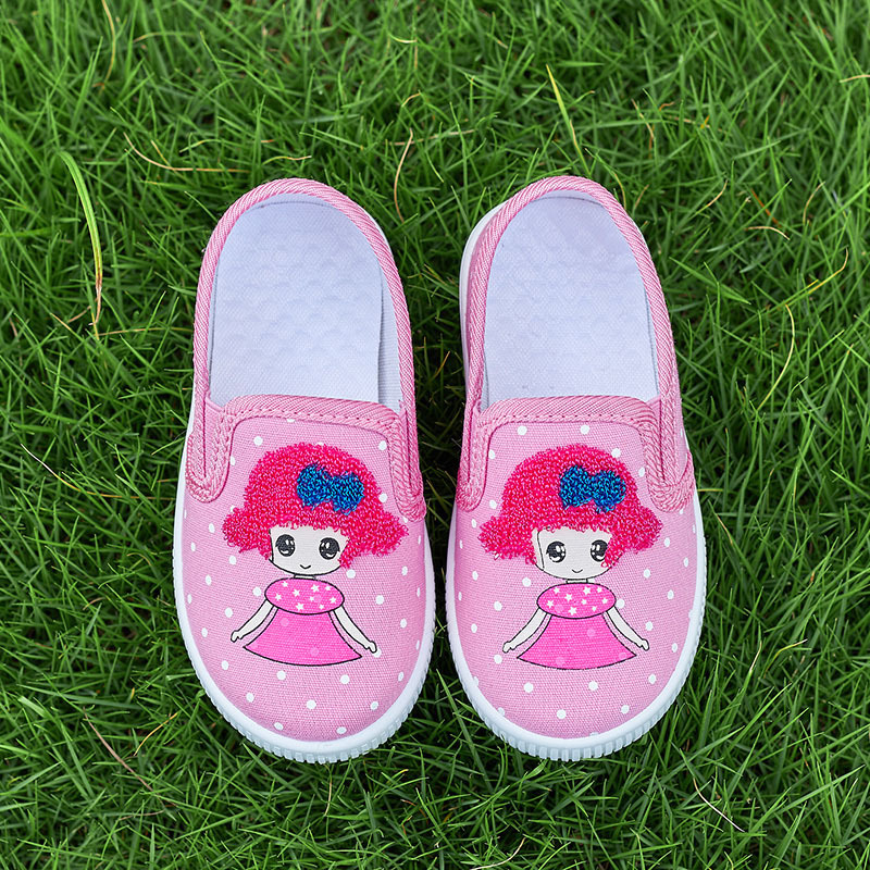 little girl canvas shoes slip-on kid flat shoes for spring&autumn