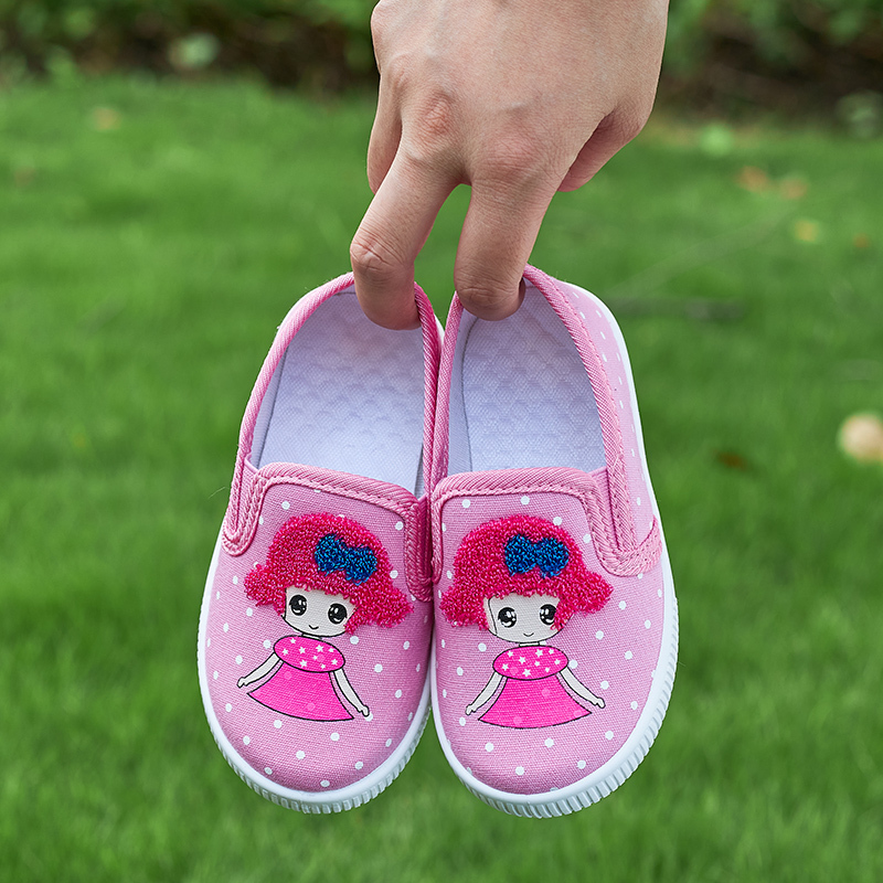 little girl canvas shoes slip-on kid flat shoes for spring&autumn