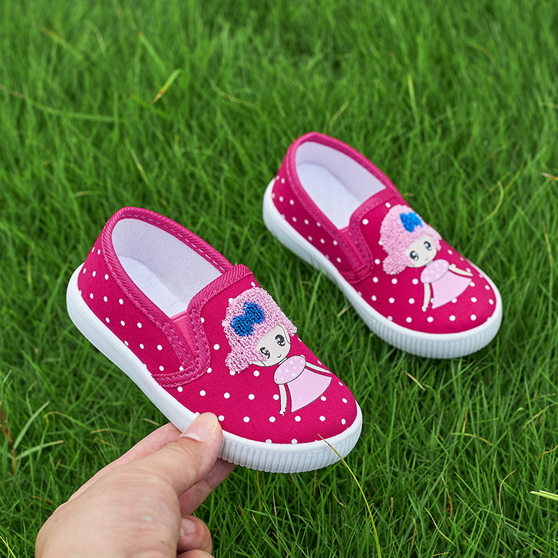 little girl canvas shoes slip-on kid flat shoes for spring&autumn