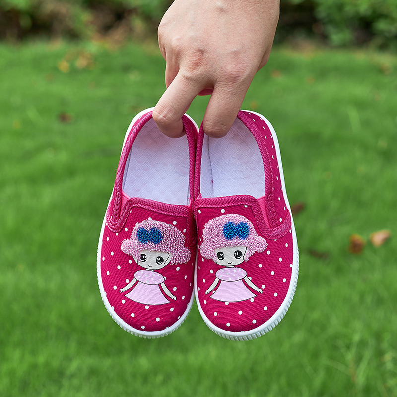 little girl canvas shoes slip-on kid flat shoes for spring&autumn