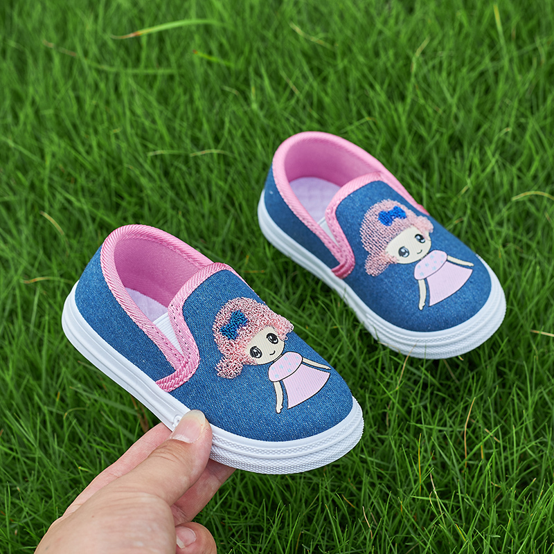 little girl canvas shoes slip-on kid flat shoes for spring&autumn