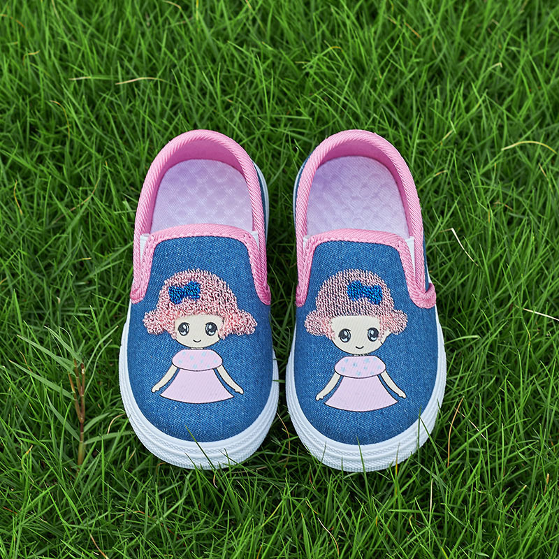 little girl canvas shoes slip-on kid flat shoes for spring&autumn