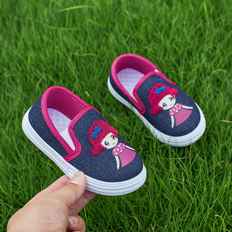 little girl canvas shoes slip-on kid flat shoes for spring&autumn