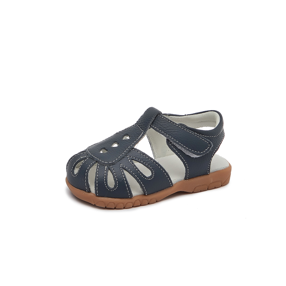 Toddler Girls Genuine Leather Soft Closed Toe Flat Shoes Summer Sandals