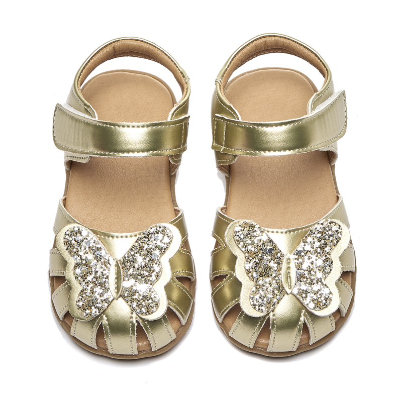 Cute butterfly toddler girls sandals sparking kids girls shoes in summer