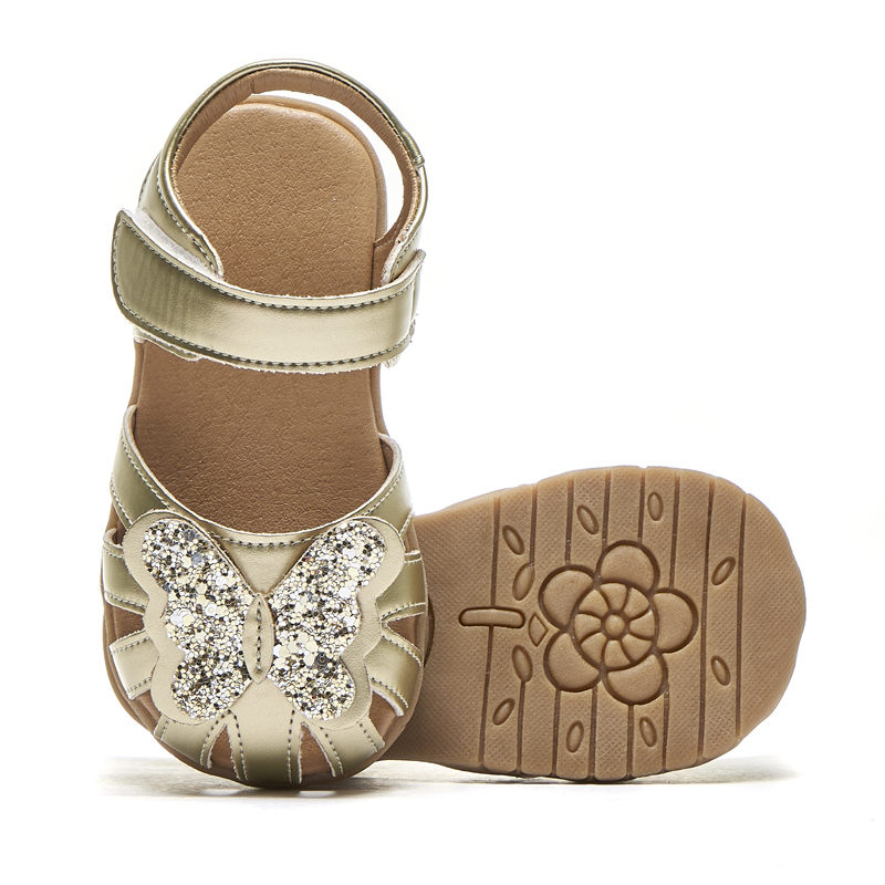 Cute butterfly toddler girls sandals sparking kids girls shoes in summer