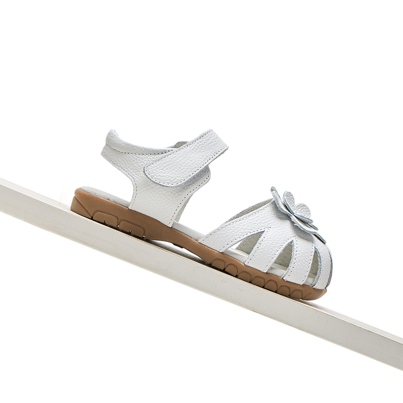 Genuine Leather little Kids Sandals Floral ankle strap Baby Girls' Sandals