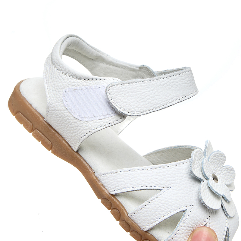 Genuine Leather little Kids Sandals Floral ankle strap Baby Girls' Sandals