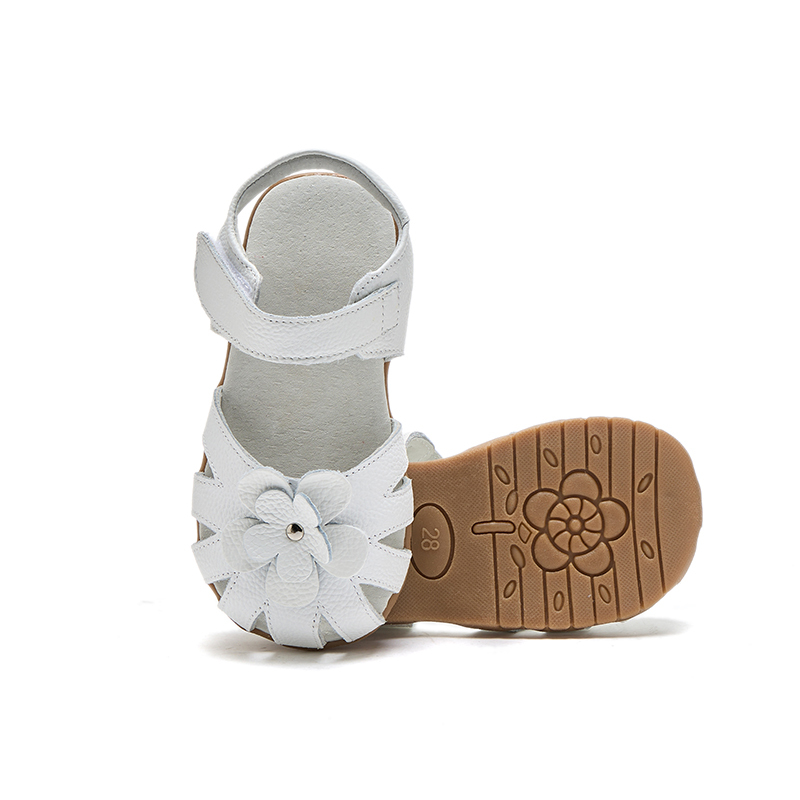 Genuine Leather little Kids Sandals Floral ankle strap Baby Girls' Sandals