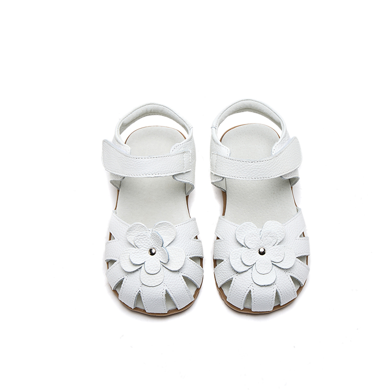 Genuine Leather little Kids Sandals Floral ankle strap Baby Girls' Sandals