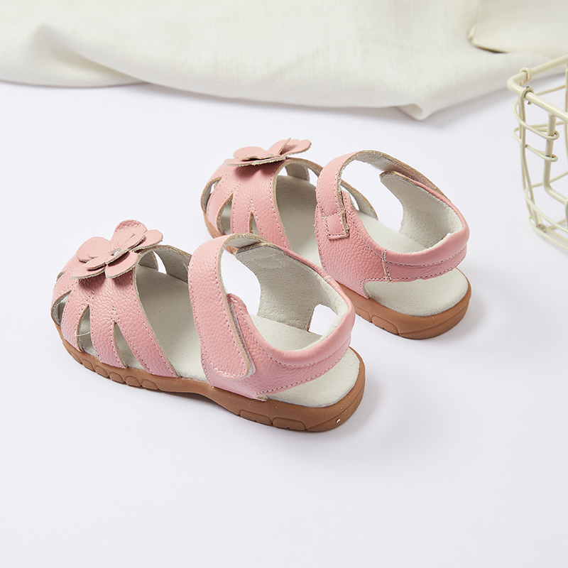 Genuine Leather little Kids Sandals Floral ankle strap Baby Girls' Sandals