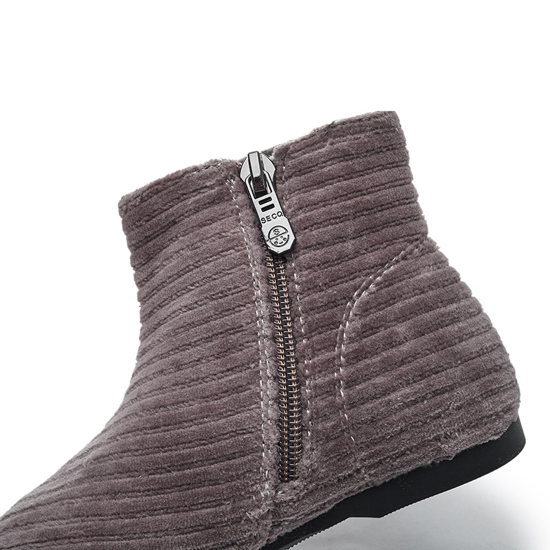 Toddler Girls Corduroy Velvet Winter Boots – Soft Warm Plush Lining, Side Zip Closure