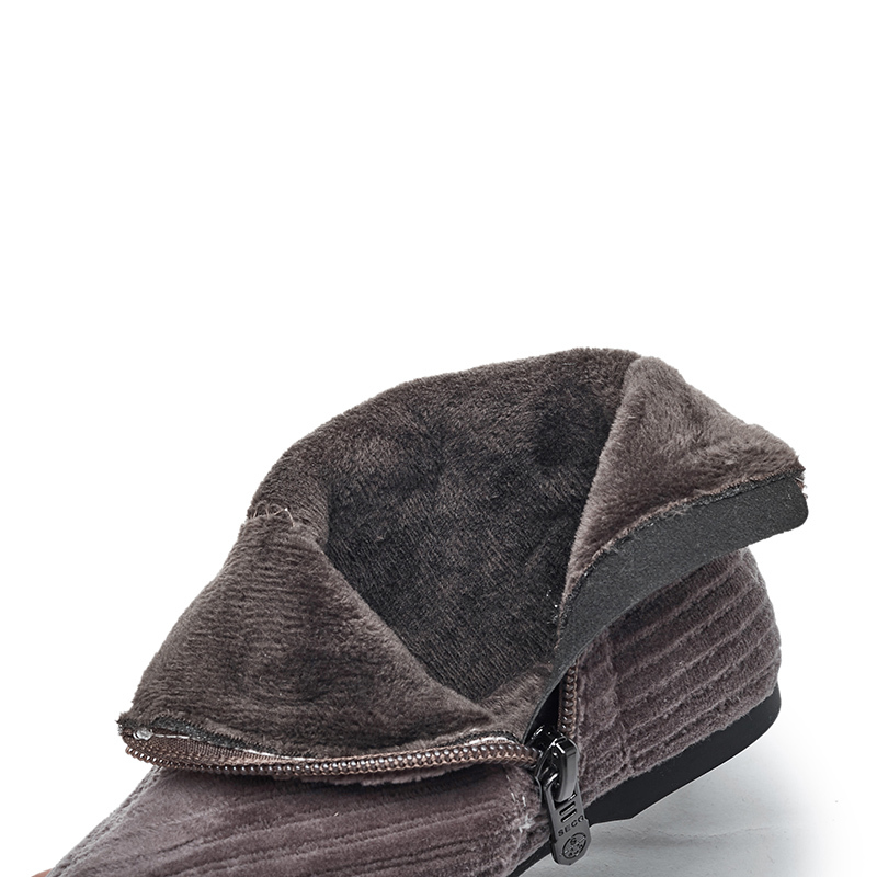 Toddler Girls Corduroy Velvet Winter Boots – Soft Warm Plush Lining, Side Zip Closure