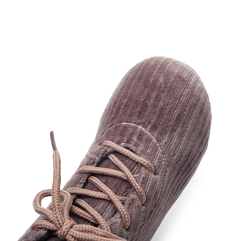 Lace up corduroy velvet soft kid girls boots zip up closure fluffy comfy kid winter shoes
