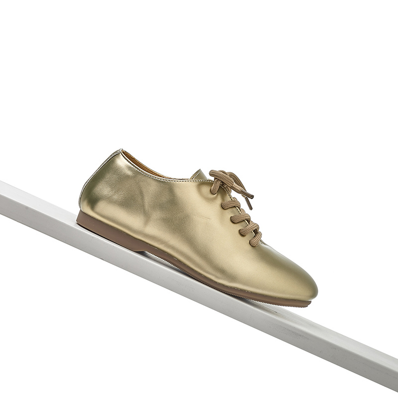 Champagne-colored Fashionable Girls' Single Shoes Lightweight and Soft Lace-up Casual Shoes Suitable for Toddlers Kids and Youth