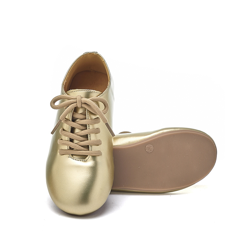 Champagne-colored Fashionable Girls' Single Shoes Lightweight and Soft Lace-up Casual Shoes Suitable for Toddlers Kids and Youth