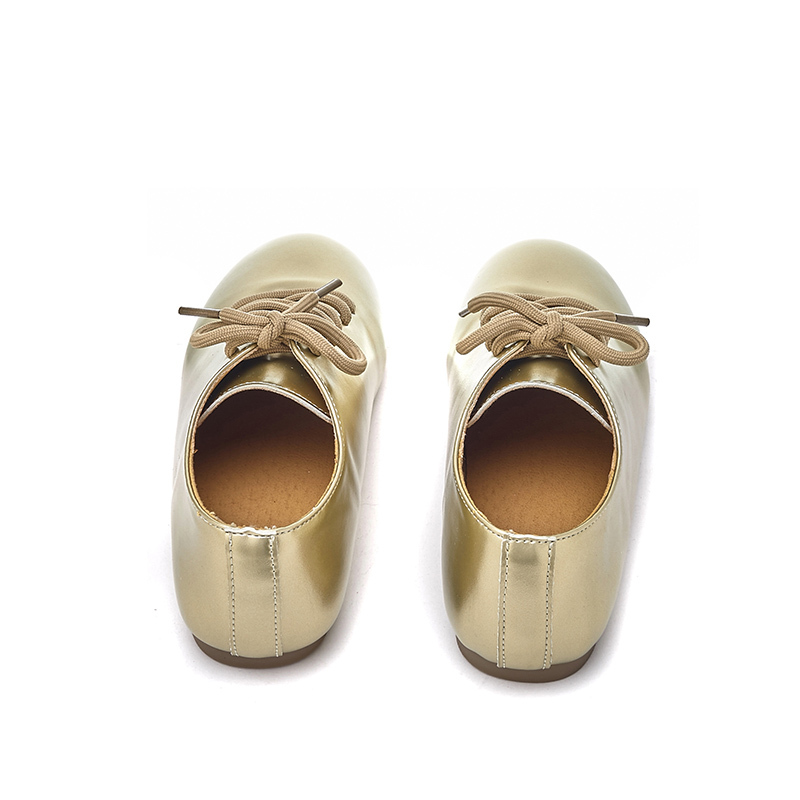Champagne-colored Fashionable Girls' Single Shoes Lightweight and Soft Lace-up Casual Shoes Suitable for Toddlers Kids and Youth