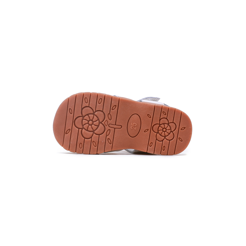 Breathable open toe leather kids sandals white butterfly girl flat dress sandals