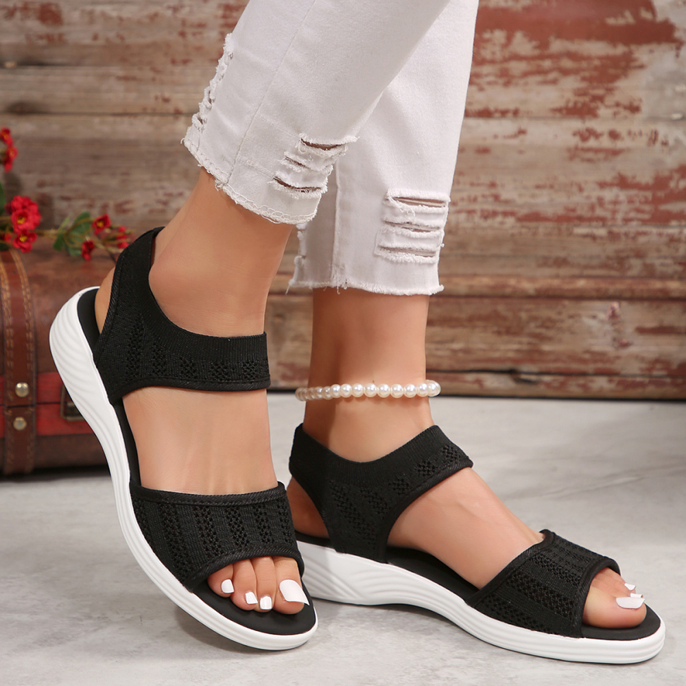 Women's Breathable Knit Sandals Summer Lightweight Slip On Mesh Casual Walking Shoes