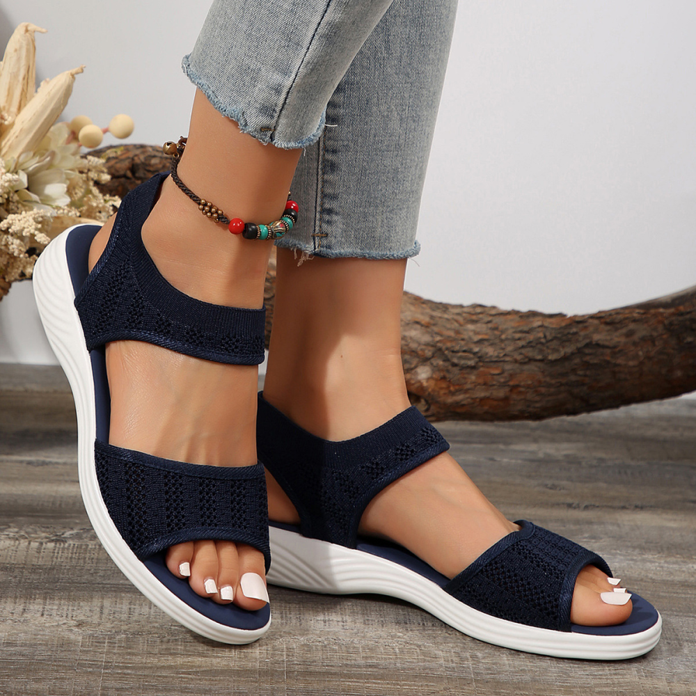 Women's Breathable Knit Sandals Summer Lightweight Slip On Mesh Casual Walking Shoes