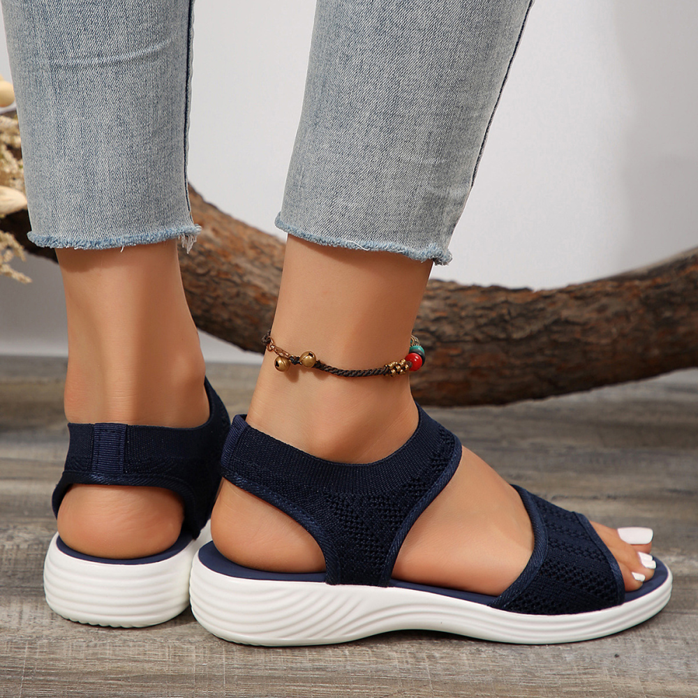 Women's Breathable Knit Sandals Summer Lightweight Slip On Mesh Casual Walking Shoes