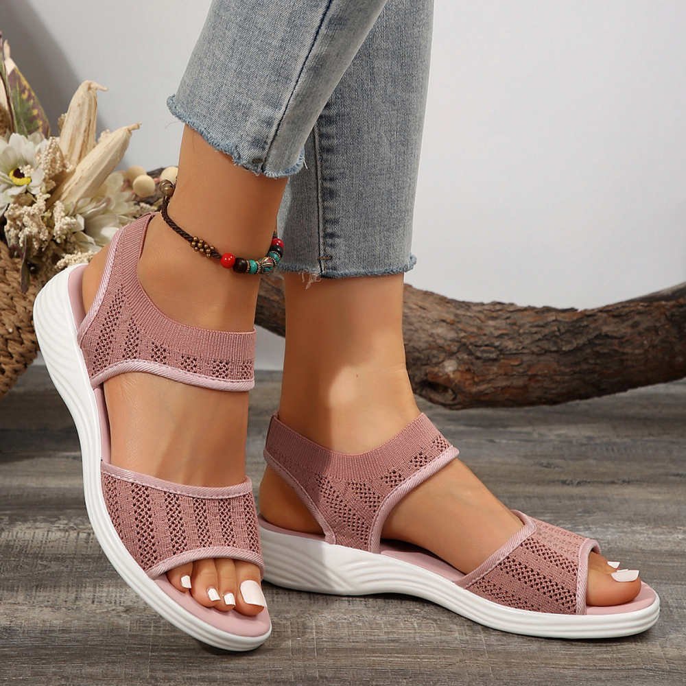 Women's Breathable Knit Sandals Summer Lightweight Slip On Mesh Casual Walking Shoes
