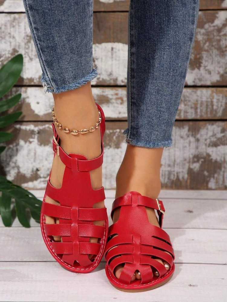 Women's Closed Toe Fisherman Sandals Summer Flat Roman Style Woven Sandals Breathable Casual Walking Shoes