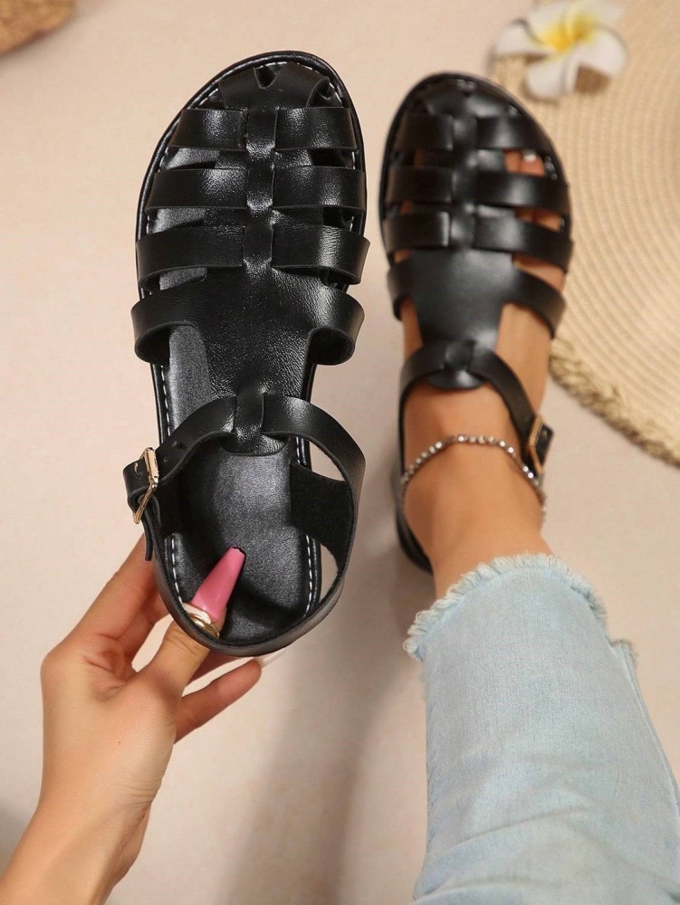 Women's Closed Toe Fisherman Sandals Summer Flat Roman Style Woven Sandals Breathable Casual Walking Shoes