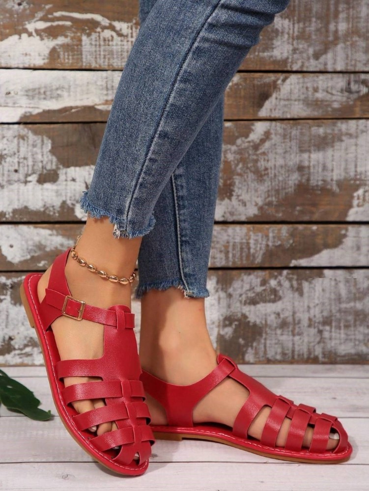 Women's Closed Toe Fisherman Sandals Summer Flat Roman Style Woven Sandals Breathable Casual Walking Shoes