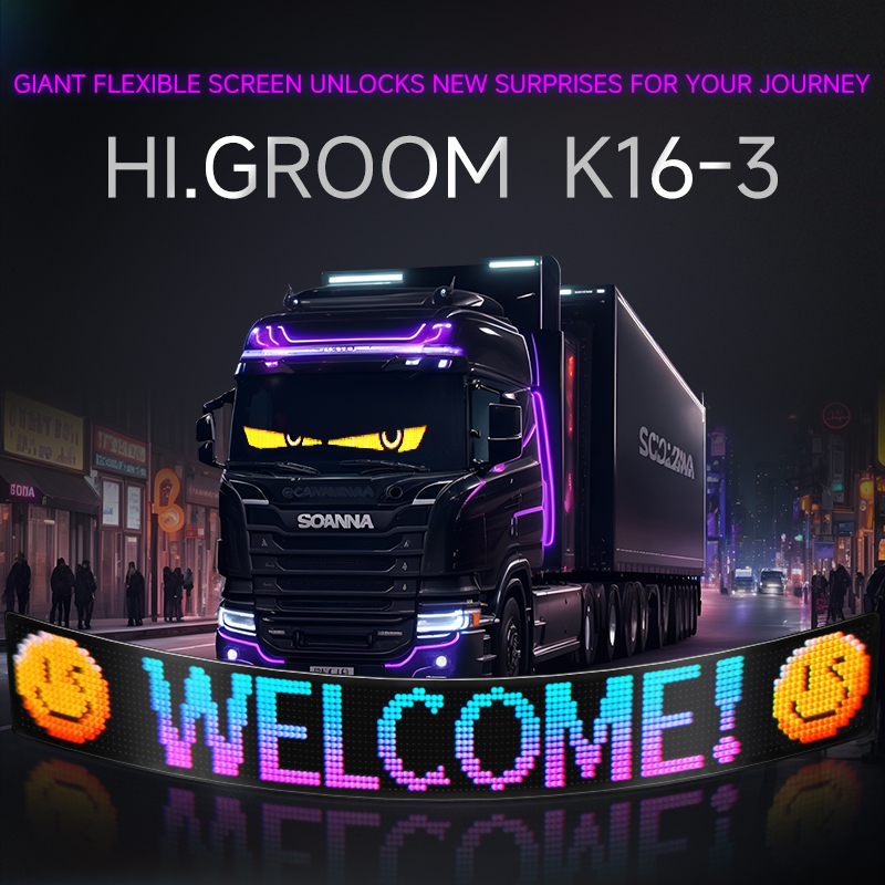 K16-3 Series Smart Parking Screen Hot Sale LED Matrix Panel Display DIY App Control for Car Accessories New Condition