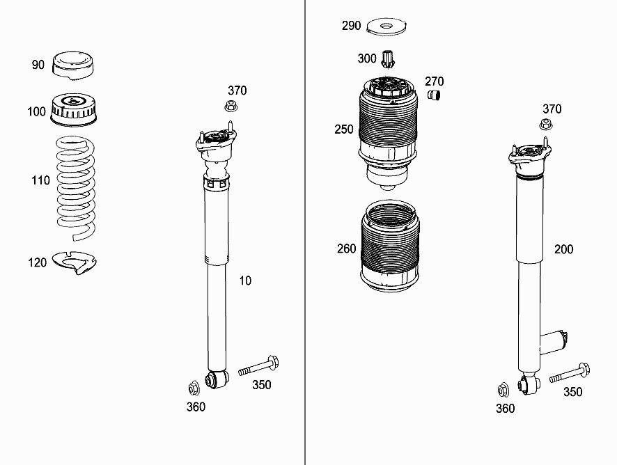 High-quality Mercedes-Benz E 63 AMG,CLS 63 AMG left rear shock absorber airbag A2123200725