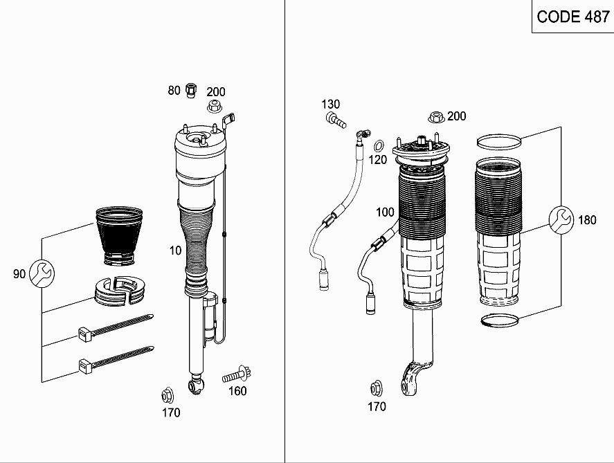 Merc-edes A2223204713 Left Front air Shock Absorber for S350 Models, Best Quality