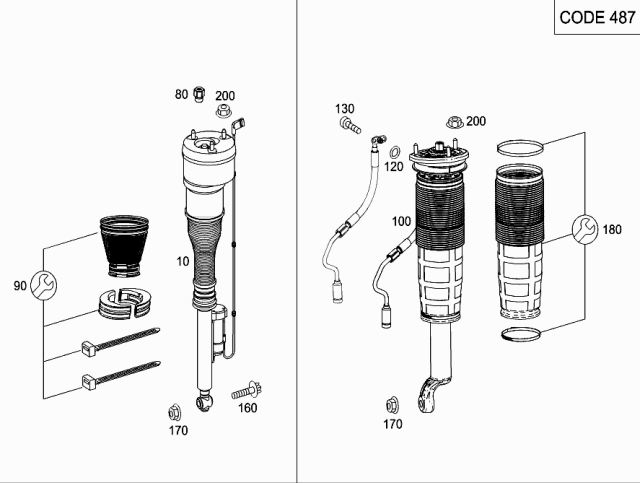 Merc-edes A2223204713 Left Front air Shock Absorber for S350 Models, Best Quality