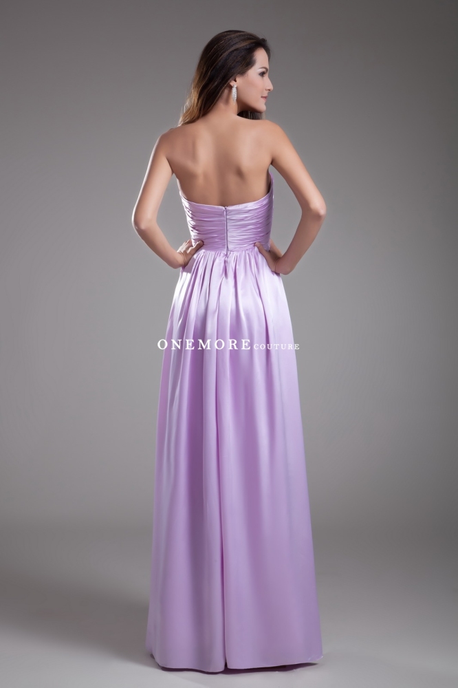 Straight Neck Light Purple Satin Bridesmaid Dresses