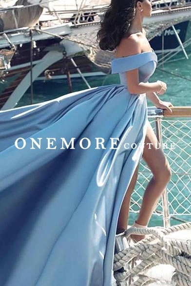 strapless open back dress Dreamers & Lovers Off-Shoulder Maxi Dress Powder Blue main image 0