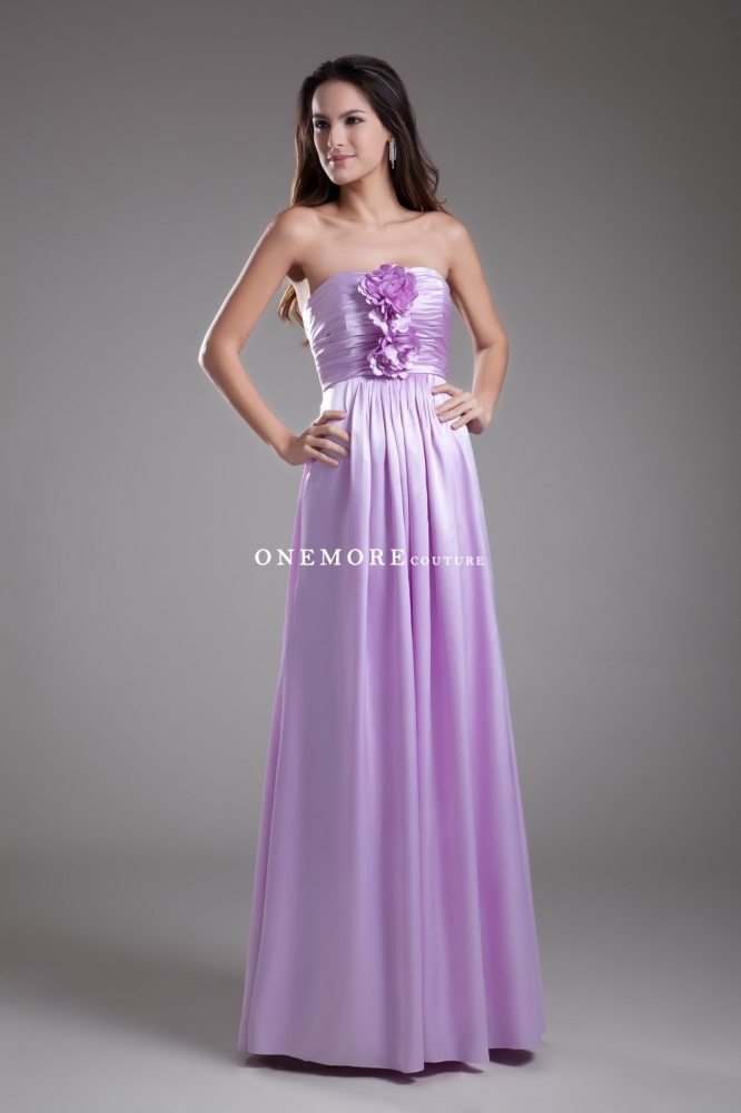 Straight Neck Light Purple Satin Bridesmaid Dresses
