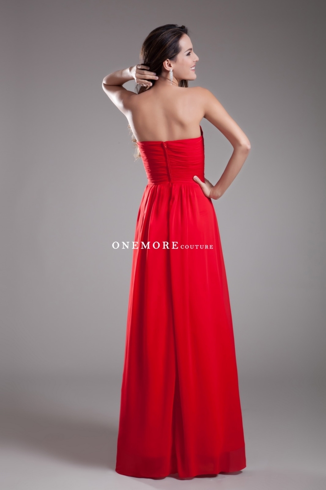 Empire Waist Style Red Chiffon Bridesmaid Dresses