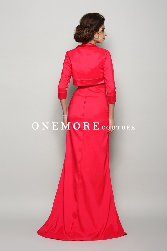 Hot Pink Long Chiffon Mother of Bride Dresses with Jacket