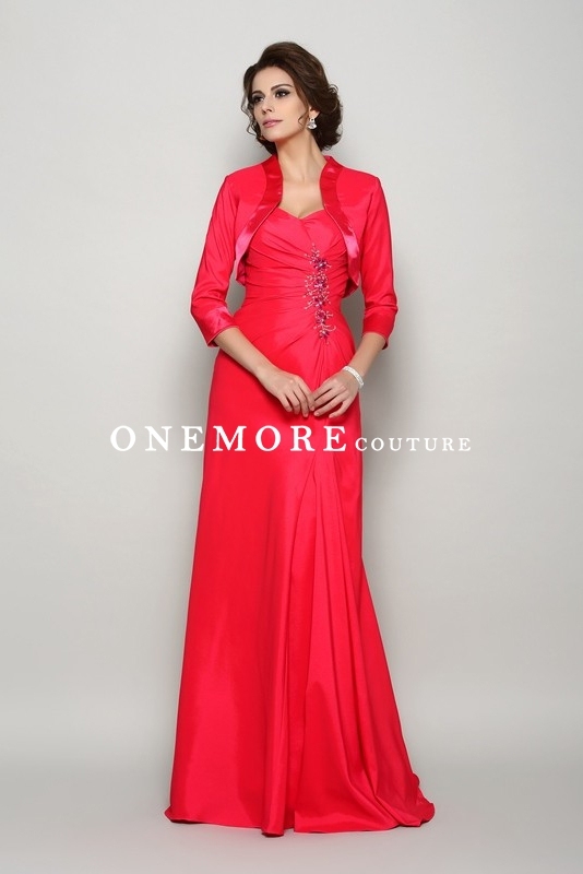 Hot Pink Long Chiffon Mother of Bride Dresses with Jacket