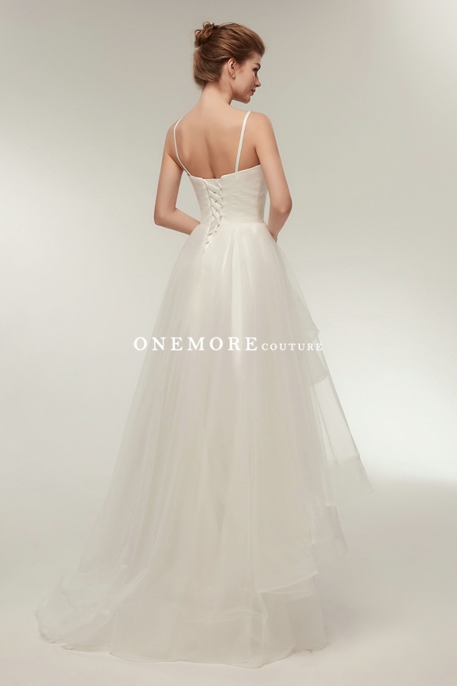 A Line Simple Tulle High Low Wedding Dresses