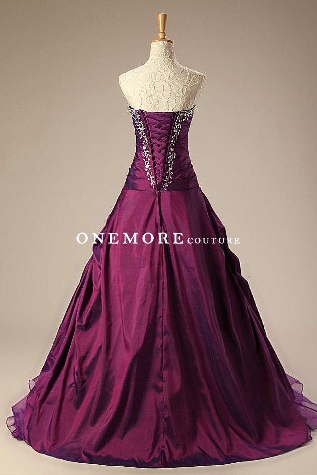 Ball Gown Plum Quinceanera Dresses with Beaded Embroidery