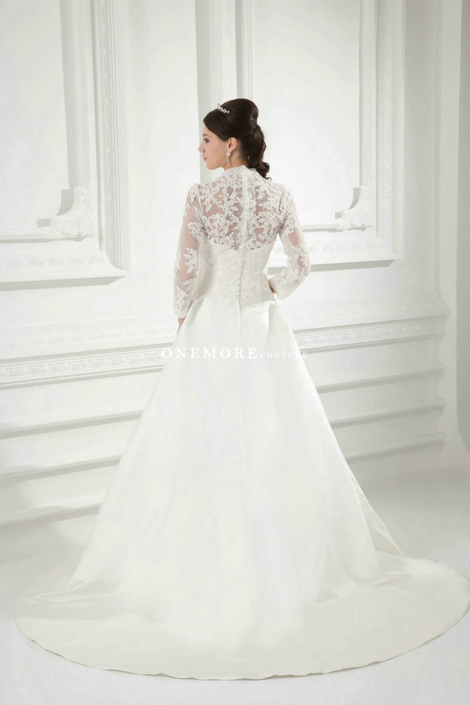 A Line Long Sleeves Lace Wedding Dresses