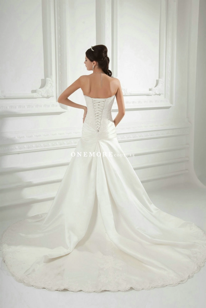Drop Waist A Line Wedding Dresses with Lace Appliques Drop Waist A Line Wedding Dresses with Lace Appliques