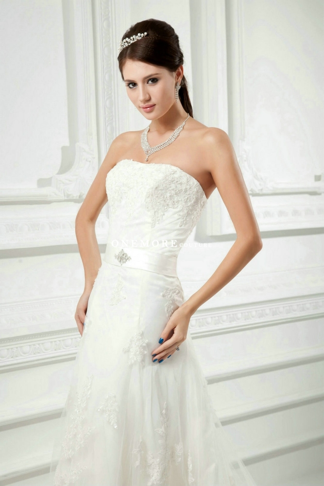 A Line Ankle Length Sleeveless Lace Wedding Dresses