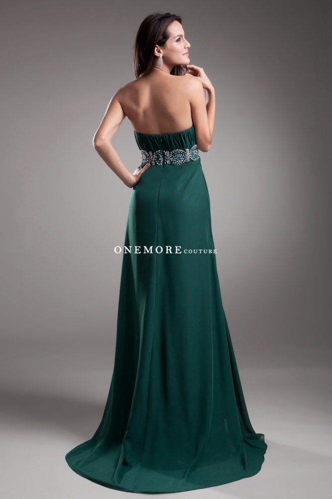 Emerald Green Chiffon Bridesmaid Dresses with Beading