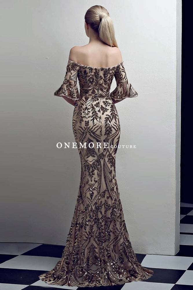 Silver Mermaid Sequin Fabric Dresses with Sleeves