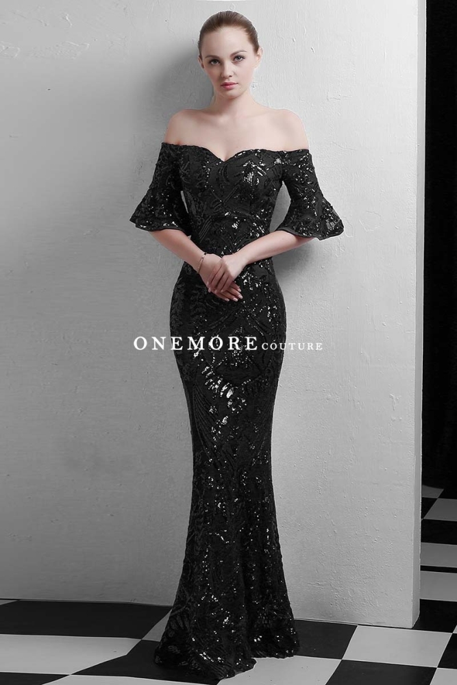 Silver Mermaid Sequin Fabric Dresses with Sleeves