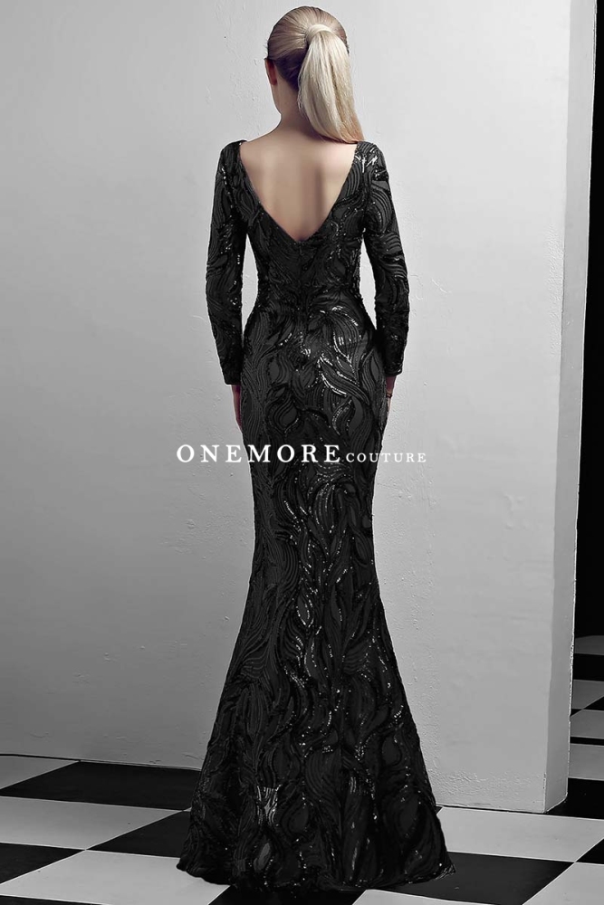 Silver Sexy Long Sleeve Mermaid Sequin Dresses