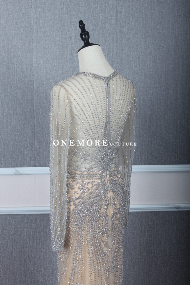 Fully Beaded Long Sleeves Mermaid Pageant Dresses