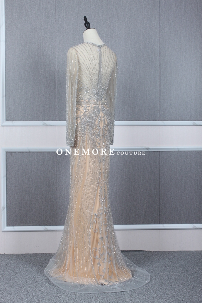 Fully Beaded Long Sleeves Mermaid Pageant Dresses